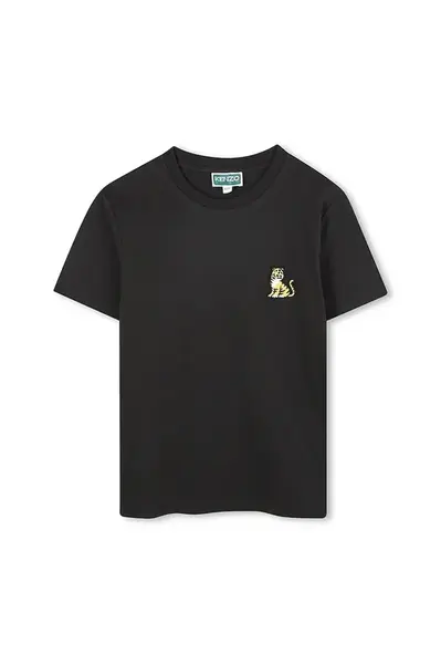 Dětské bavlněné tričko Kenzo Kids černá barva, s potiskem, K61506