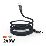 Magnetický nabíjecí a datový opletený kabel FIXED s konektory USB-C/USB-C a podporou PD, 2m, USB 2.0, 240W, šedá