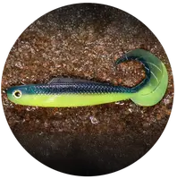 Redbass gumová nástraha twister kixter dark/signal yellow uv - l 100 mm