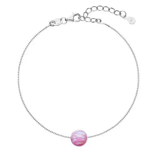 Evolution Group Nežný náramok s ružovým syntetickým opálom 13019.3 pink