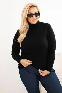 Kesi Włoski Dámský svetr Plus Size z viskózy klasického střihu černý
