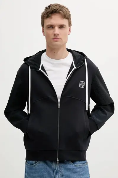 Mikina Armani Exchange pánská, tmavomodrá barva, s kapucí, s potiskem, XM000480 AF10818