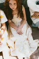 Dětské bavlněné šaty Tinycottons MIDNIGHT SUN DRESS béžová barva, mini, SS25-022