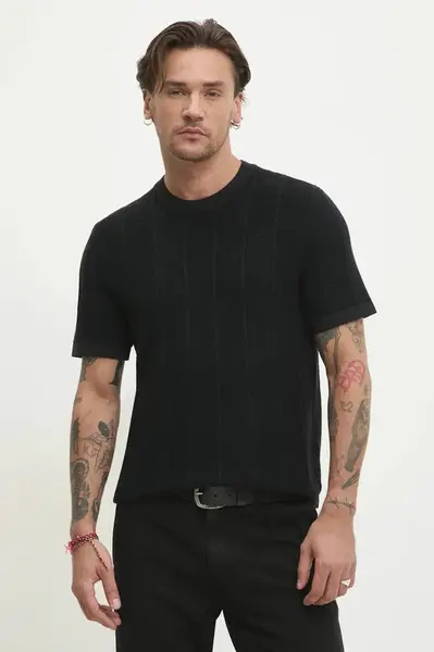 Svetr Abercrombie & Fitch pánský, černá barva, lehký, KI120-5071