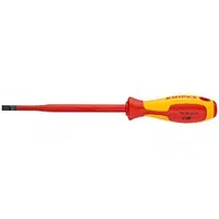Šroubovák plochý, izolovaný 1000V, 10 mm, délka 320 mm - KNIPEX 98 20 10 Délka: 202 mm, Velikost: 4 mm, Provedení: Zúžený