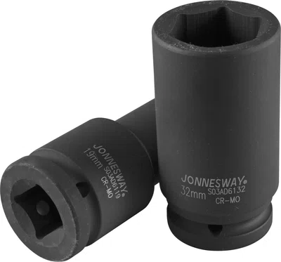 Nástrčná hlavice úderová, prodloužená, 6-hranná, 3/4", velikost 33mm - JONNESWAY S03AD6133 Velikost: 46 mm