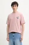 Bavlněné tričko Desigual ROSA růžová barva, s potiskem, 25SMTK21