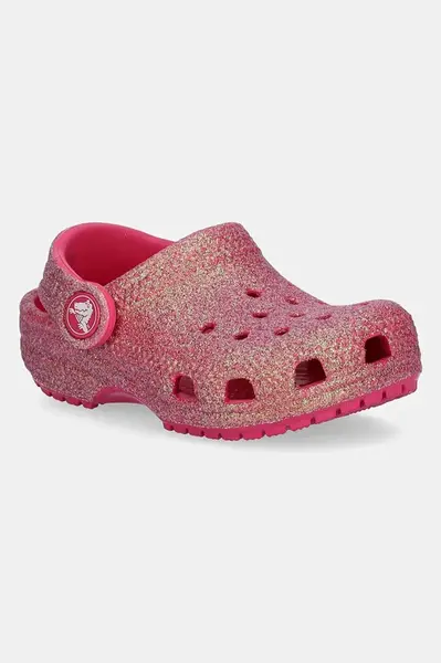 Pantofle Crocs CLASSIC IRIDESCENT GLITTER CLOG KIDS růžová barva, 210985