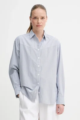 Bavlněná košile Levi's HARLIE NOVELTY BF SHIRT dámská, modrá barva, regular, s klasickým límcem, 001NI