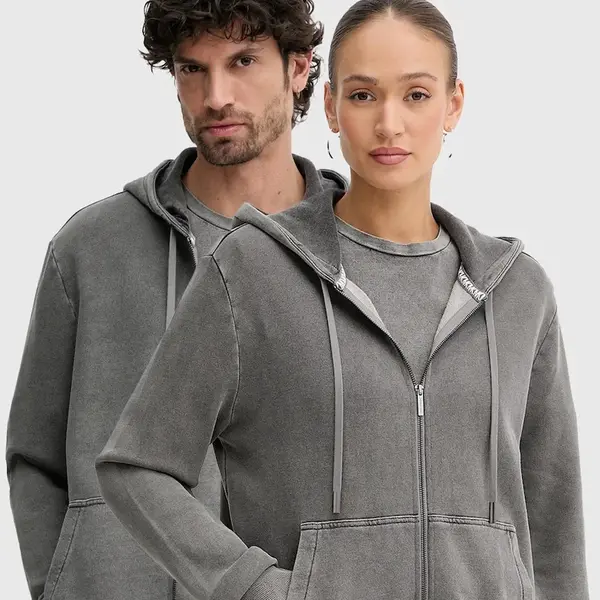 Bavlněná mikina MICHAEL Michael Kors šedá barva, s kapucí, melanžová, UR552JL5DC