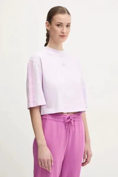Bavlněné tričko adidas Essentials fialová barva, JE1205