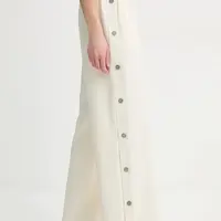 Kalhoty BA&SH JOSTA dámské, béžová barva, široké, high waist, 1E25JOST