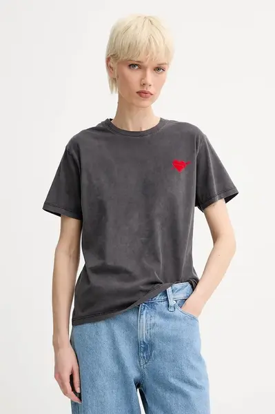 Bavlněné tričko The Kooples černá barva, FTSC30036K