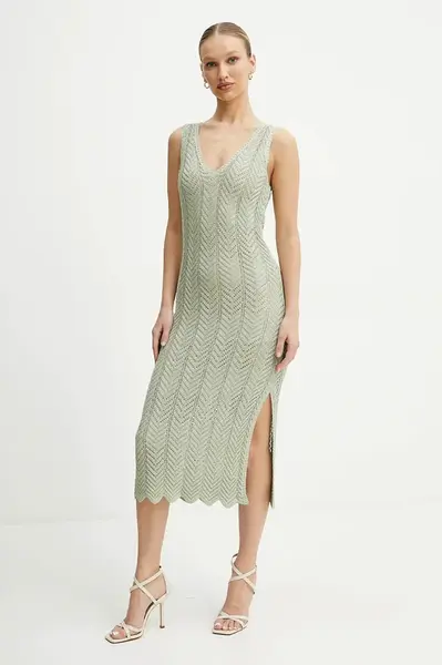 Šaty Twinset zelená barva, midi, přiléhavé, 251TT319A