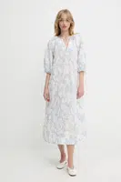 Bavlněné šaty Samsoe Samsoe SAMATERA modrá barva, midi, oversize, F25200064