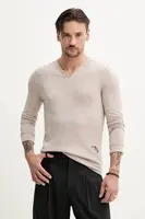 Vlněný svetr ZADIG&VOLTAIRE pánský, béžová barva, lehký, KMSW01742