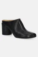 Kožené pantofle MM6 Maison Margiela dámské, černá barva, na podpatku, S59WX0071