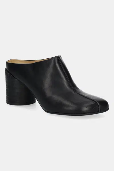 Kožené pantofle MM6 Maison Margiela dámské, černá barva, na podpatku, S59WX0071