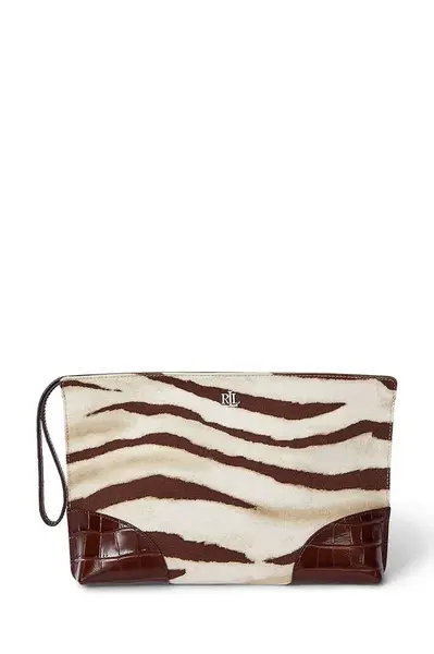 Taštička Lauren Ralph Lauren dámská, hnědá barva, 432974536