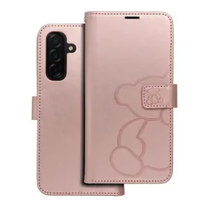 Flipové pouzdro MEZZO Book case pro Samsung Galaxy A26 5G, teddy bear rose gold