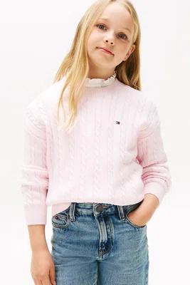 Dětský bavlněný svetr Tommy Hilfiger růžová barva, KG0KG08547
