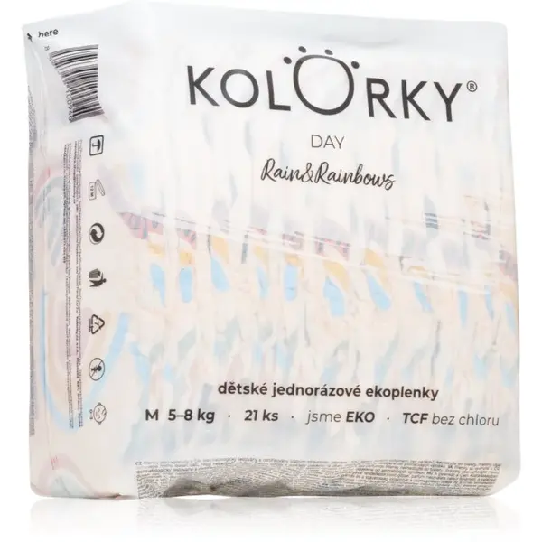 Kolorky Day Rain&Rainbow jednorázové EKO pleny velikost M 5-8 Kg 21 ks