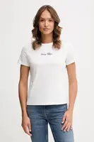Bavlněné tričko Tommy Hilfiger dámské, bílá barva, WW0WW47460