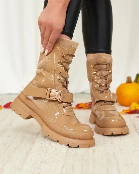 Resti Women's lacquered boots in light brown Setogy