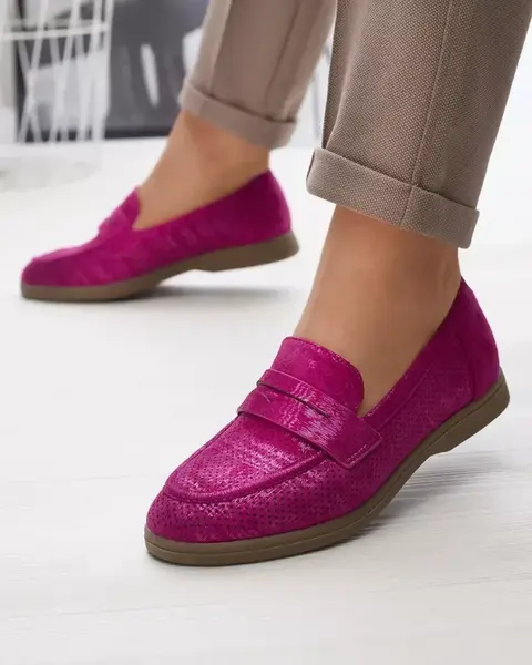 Resti Fuchsia openwork women's moccasins with shiny finish Idesa - Footwear