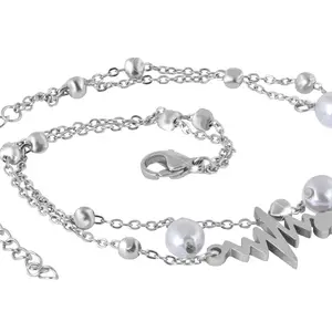 Troli Dvojitý ocelový náramek na nohu s EKG křivkou