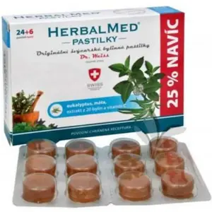 DR. WEISS Herbalmed eukalypt + máta + vitamín C 24+6 pastilek
