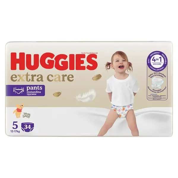 HUGGIES Dětské plenky Extra Care Pants 5 velikost 12-17 kg 34 kusů
