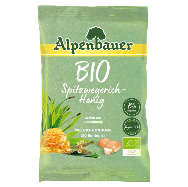 ALPENBAUER Přírodní bonbóny Jitrocel a med BIO 90 g