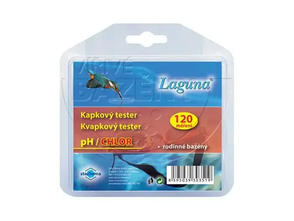 Tester na měření pH a chloru v bazénové vodě LAGUNA kapkový 120