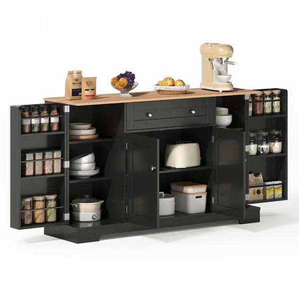Modenvie SIDEBOARD Kuchyňská z MDF, 138 cm, černá, se zásuvkou a nastavitelnými policemi