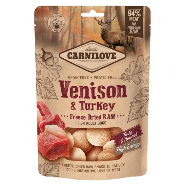 CARNILOVE Raw Freeze-Dried Snacks Venison&Turkey pamlsky pro psy 60 g