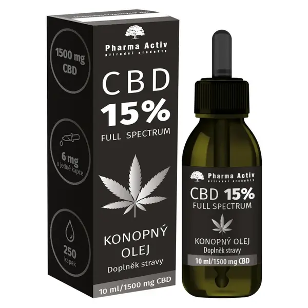 PHARMA ACTIV Konopný olej CBD 15% 1500 mg 10 ml