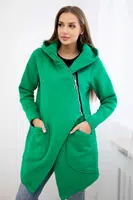Insulated sweatshirt with asymmetrical zipper light green