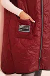 Kesi Włoski Dámska prešívaná vesta Plus Size s kapucňou na zips bordová