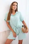 Kesi Dámska mušelínová súprava s viazanou košeľou a šortkami s opaskom mäta