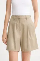 Šortky z vlněné směsi IRO dámské, zelená barva, high waist, WP30SOLENNE
