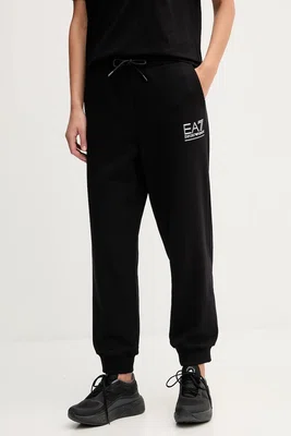 Tepláky EA7 Emporio Armani černá barva, s potiskem, AF12473.7W000418
