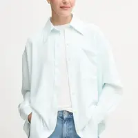 Košile Calvin Klein Jeans dámská, tyrkysová barva, relaxed, s klasickým límcem, LV044C148G