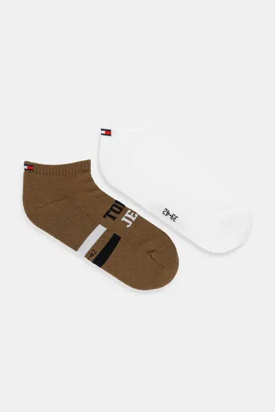 Kotníkové ponožky Tommy Jeans 2-pack hnědá barva, 701236736
