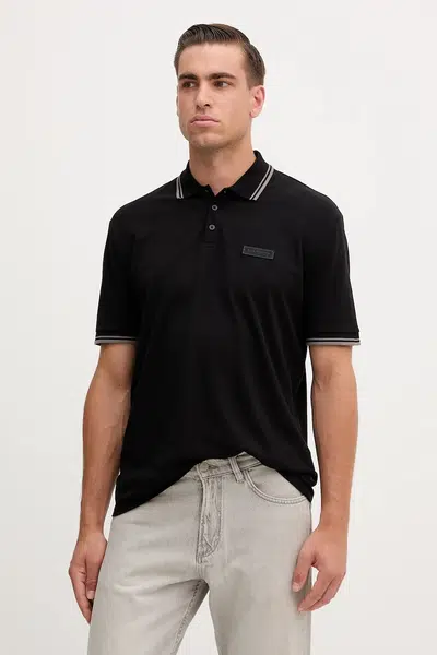 Bavlněné polo tričko Armani Exchange pánské, černá barva, XM001349 AF16246
