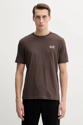 Bavlněné tričko EA7 Emporio Armani pánské, šedá barva, s potiskem, AF10375.7M000567