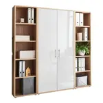 MID.YOU SKŘÍŇ NA ŠANONY, Sonoma dub, vysoce lesklá bílá, 173/186/33 cm