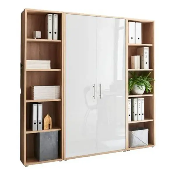 MID.YOU SKŘÍŇ NA ŠANONY, Sonoma dub, vysoce lesklá bílá, 173/186/33 cm