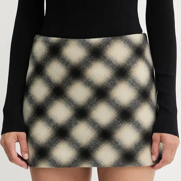 Sukně s příměsí vlny Liu Jo béžová barva, mini, MF5194 T079A