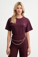 Bavlněné tričko Twinset dámské, vínová barva, 252TP2057